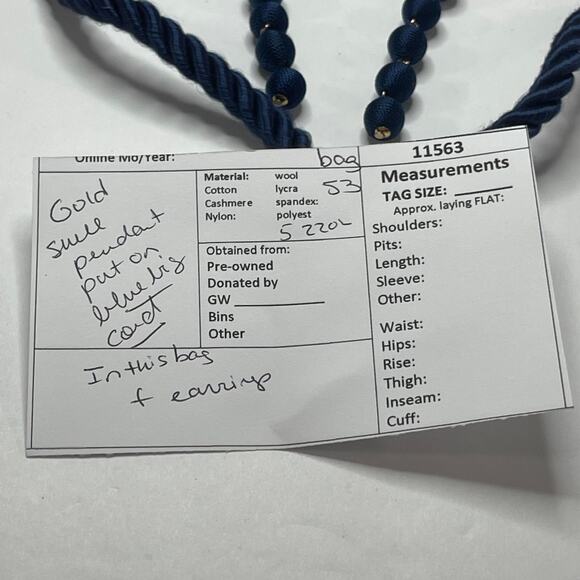 necklace earrings Y2K gold tone shell pendant navy blue cord nautical jewelry - Picture 14 of 14